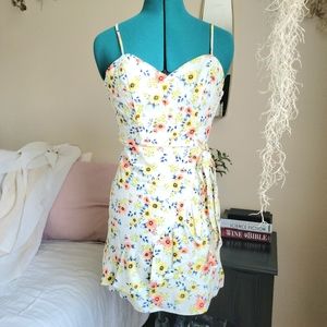 Floral faux wrap dress